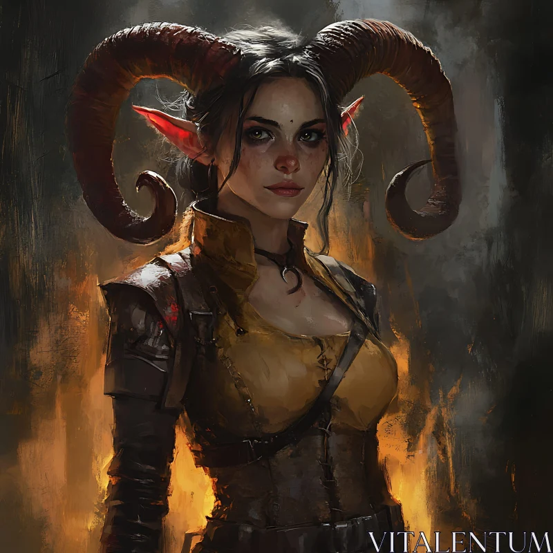 AI ART Fantasy Character: Demon Woman with Horns