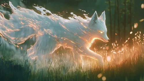 Mystical Fox with Fiery Aura