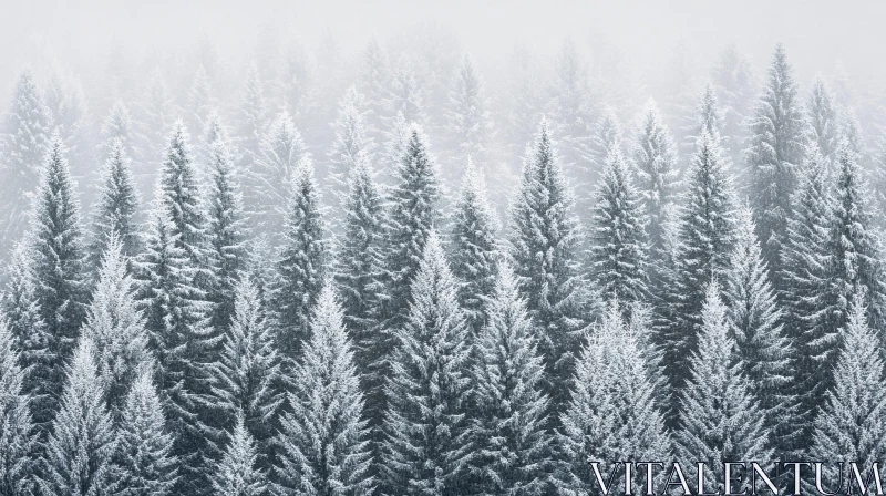 AI ART Serene Snow-Covered Evergreen Forest