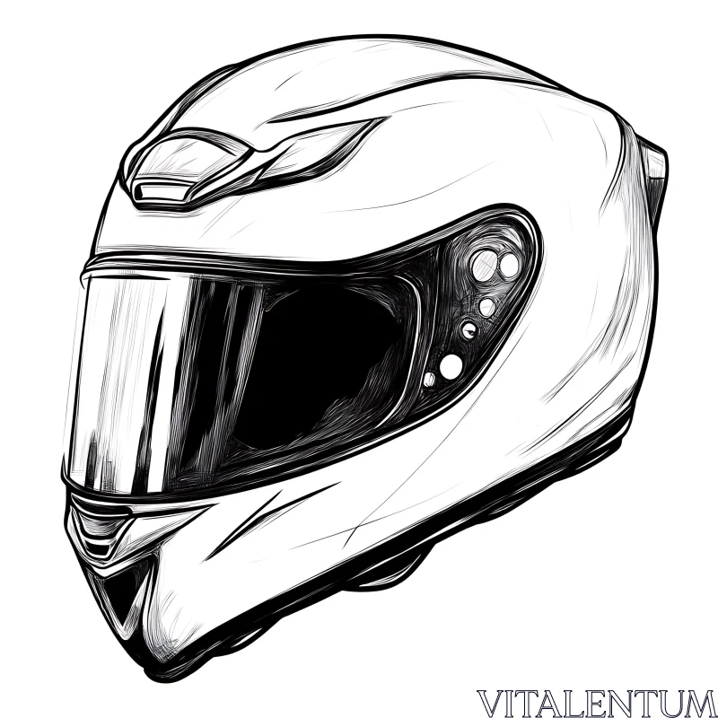 Monochrome Moto Helmet Artistic Rendering AI Image