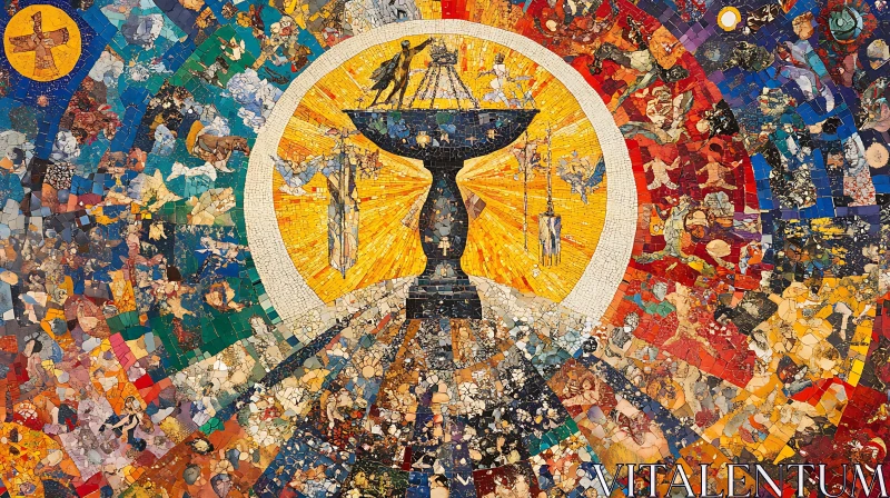 Abstract Mosaic Art with Chalice Form AI Image