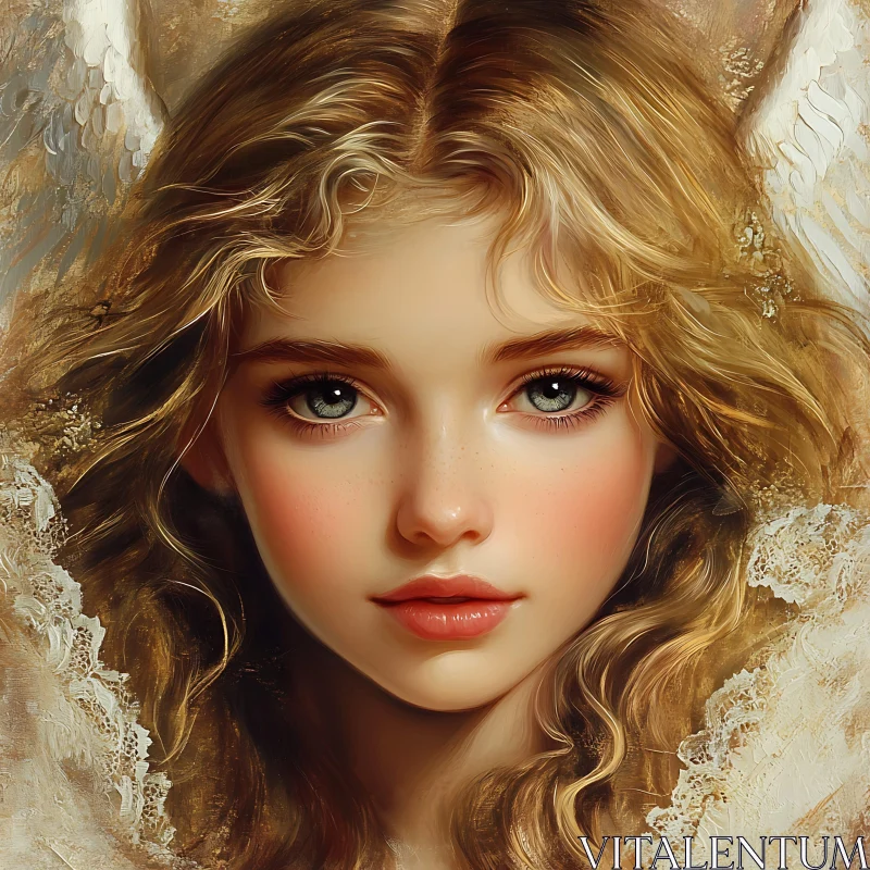 AI ART Golden Haired Angelic Girl Portrait