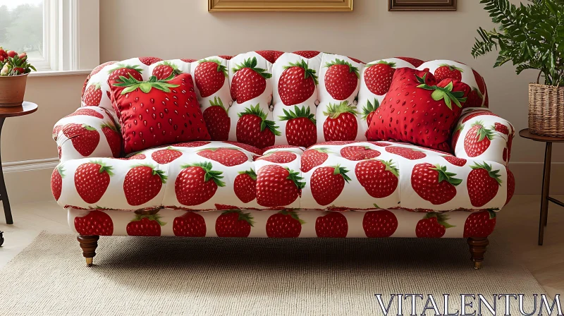 AI ART Whimsical Strawberry Couch Design for Home Decor