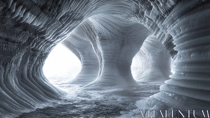 AI ART Ethereal Ice Tunnel Illuminated by Sunlight