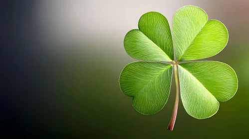 Detailed Four-Leaf Clover on Gradient Background