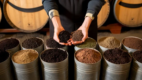 Diverse Soil Types in Metal Containers