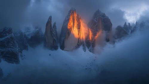 Majestic Mountain with Snow and Sunshine