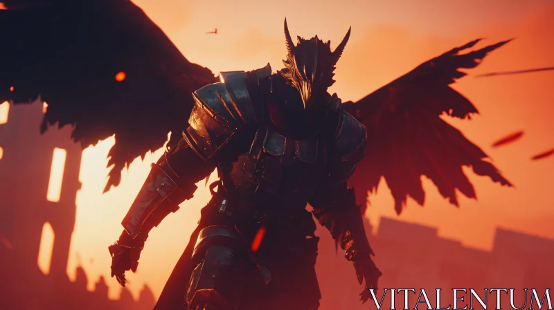 Armored Warrior with Wings Image AI Image