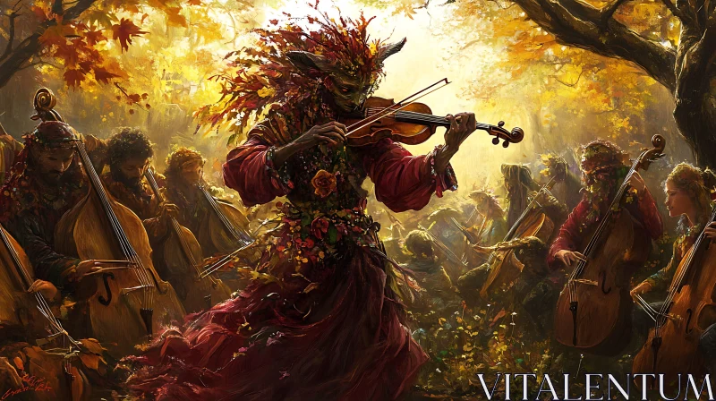 Enchanted Forest Orchestra in Autumn Light AI Image