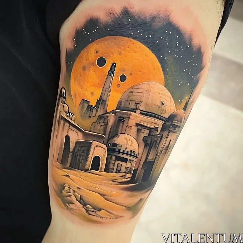 Futuristic Desert Tattoo Art AI Image