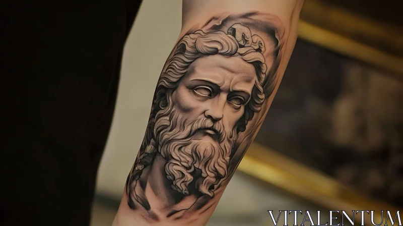 Detailed Portrait Tattoo of Ancient Bust AI Image