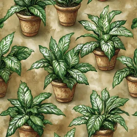 Seamless Potted Plants Illustration for Home Decor