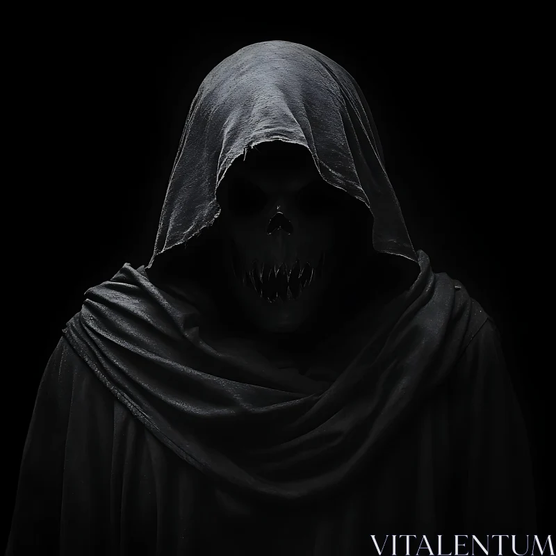 Shrouded Horror Figure in Darkness AI Image