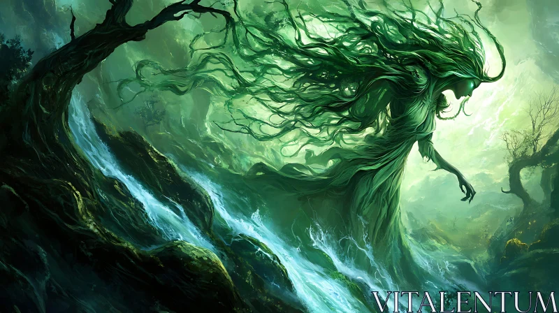 AI ART Green Spirit in Forest