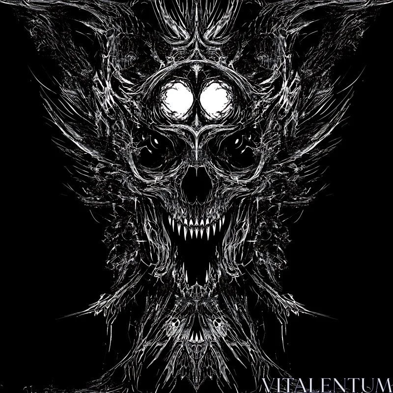 Dark Abstract Skull Illustration AI Image