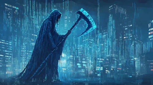 Futuristic Grim Reaper with Scythe