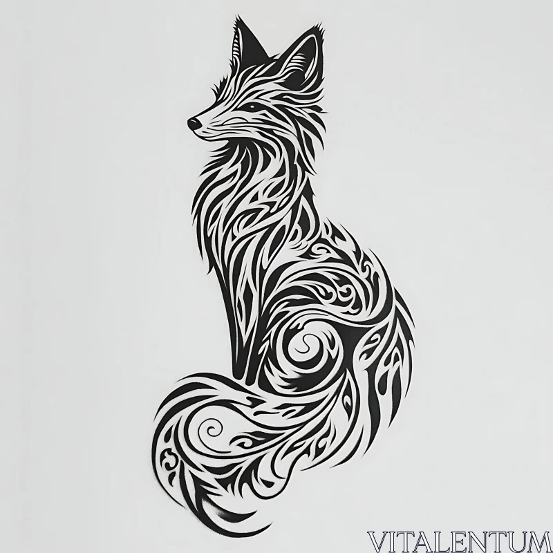 Fox Silhouette with Tribal Pattern AI Image