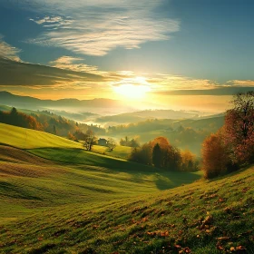 Tranquil Morning Landscape with Mist