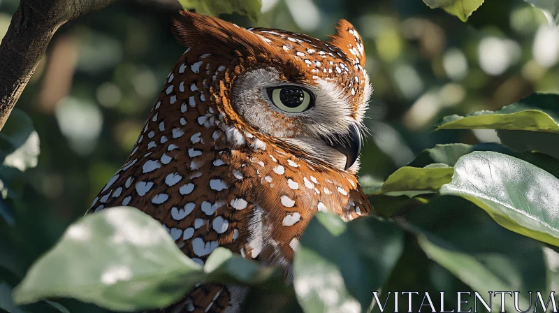 Enigmatic Owl in Greenery AI Image