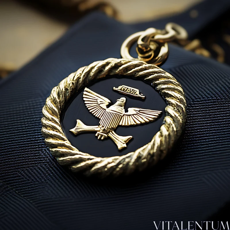 Luxurious Gold Eagle Emblem on Dark Background AI Image