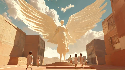 Winged Guardian Overlooking Children