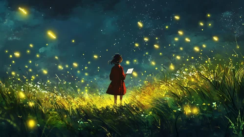 Enchanted Night with Fireflies and Reader