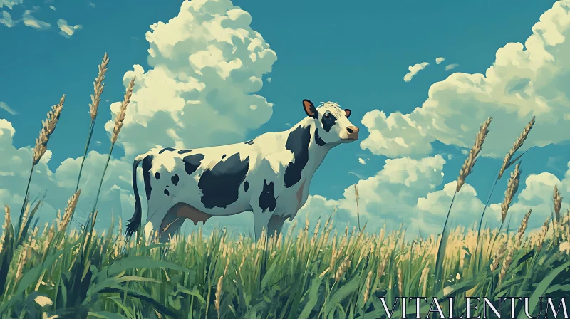 Pastoral Cow Scene AI Image