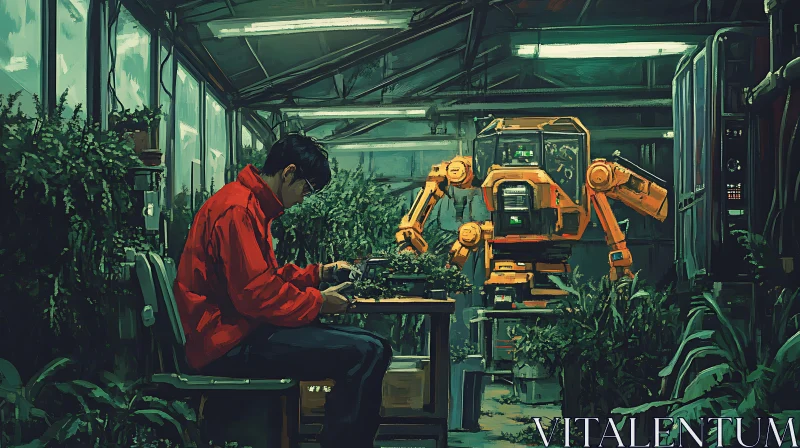 AI ART Automated Cultivation: A Modern Greenhouse Scene