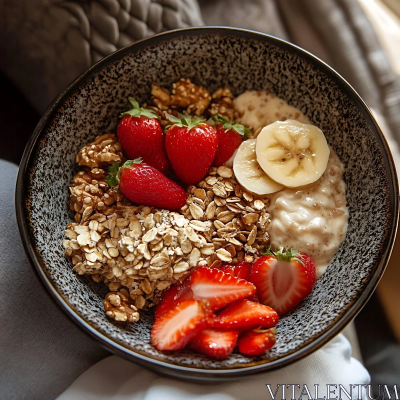 Nutritious Morning Bowl with Yogurt, Strawberries, and Banana AI Image