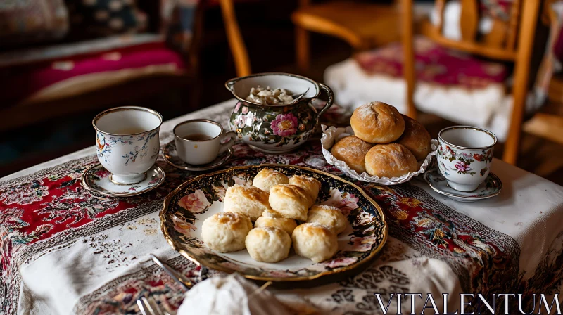 Vintage Tea Party Still Life AI Image