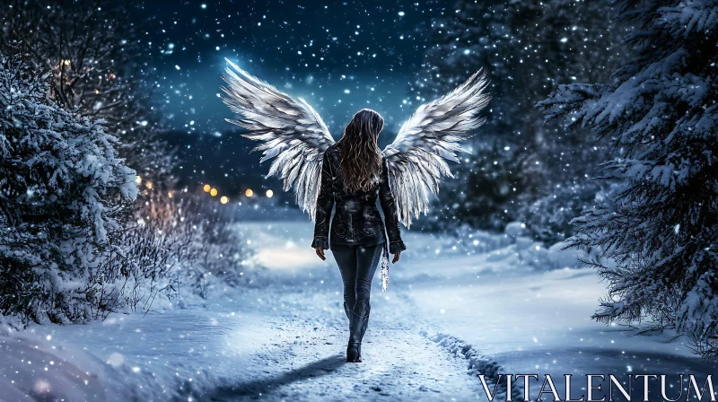 Winter Angel in Snowy Landscape AI Image