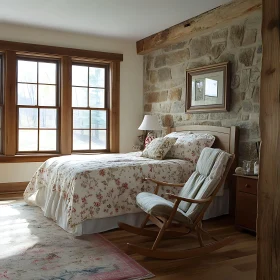 Sunlit Bedroom with Floral Bedding