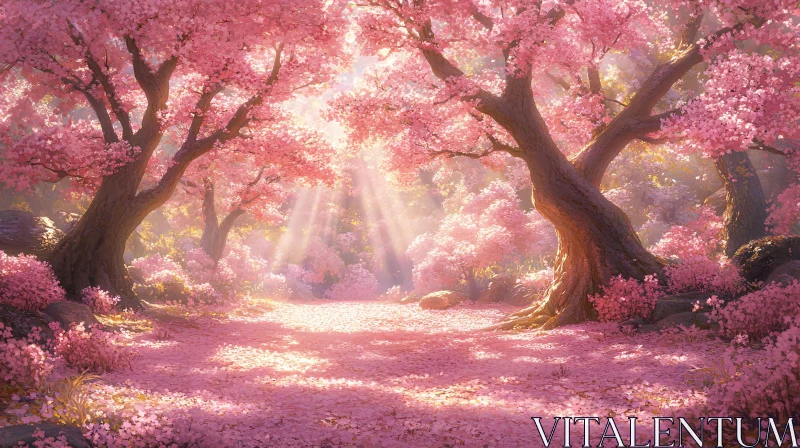 AI ART Magical Cherry Blossom Forest