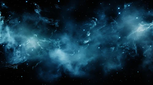 Blue Nebula with Stars and Smoke - Captivating Space Imagery