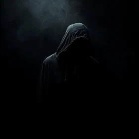 Silhouette of Mystery: Hooded Figure Portrait