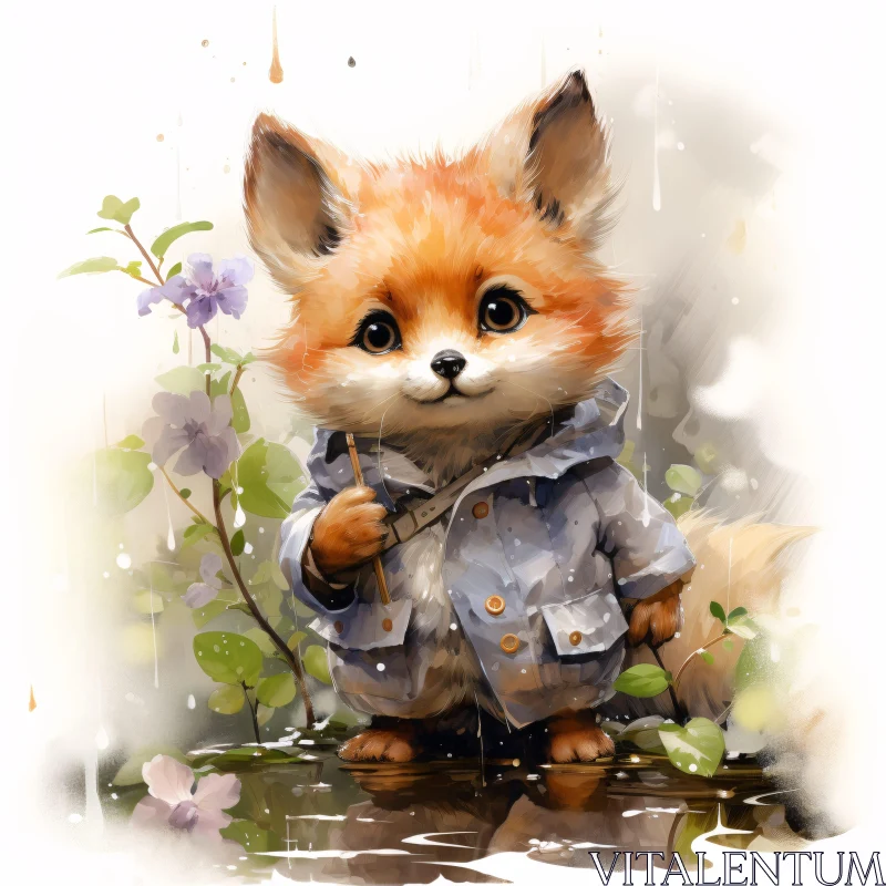 Charming Fox in Blue Coat AI Image