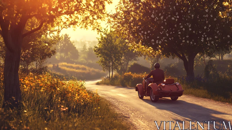 AI ART Motorcycle Ride in Golden Light