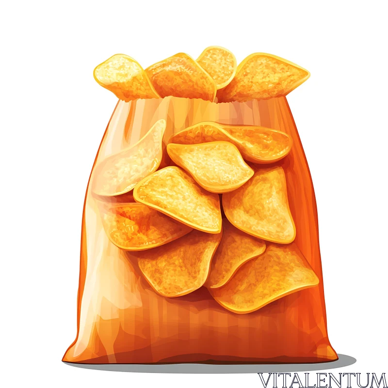 Crispy Potato Chips in a Transparent Bag AI Image