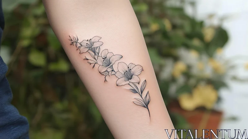 Intricate Flower Tattoo Art on Forearm AI Image