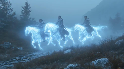 Glowing Horsemen in the Mist