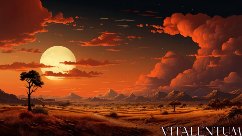 Fantasy Art: Detailed Nocturnal Desert Landscape AI Image