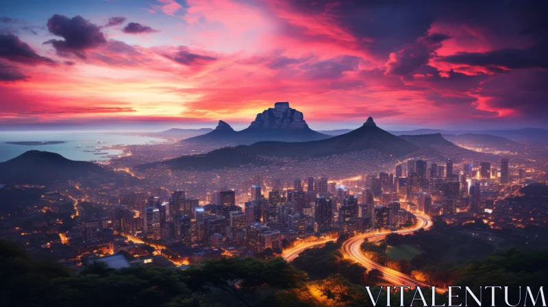 Rio de Janeiro Cityscape at Sunset | Vibrant Fantasy Landscape AI Image
