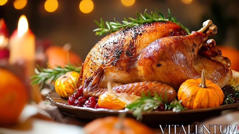 Festive Thanksgiving Turkey with Pumpkins AI Image