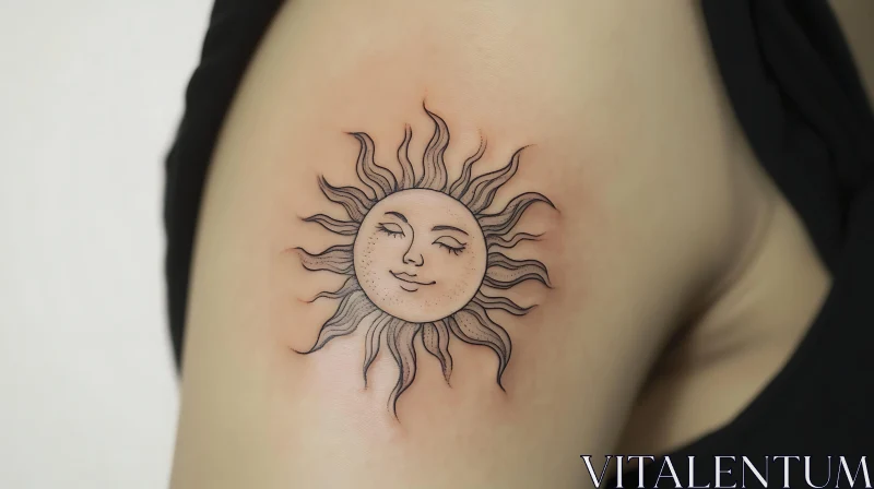 Sun Tattoo Design with Wavy Rays AI Image