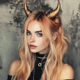 Portrait of a Woman with Horns