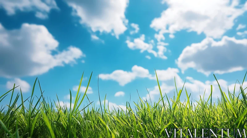 Sky and Grass: A Peaceful Landscape AI Image