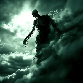 Skeletal Apparition in Ominous Sky