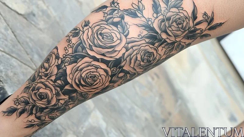 Intricately Designed Rose Tattoo AI Image