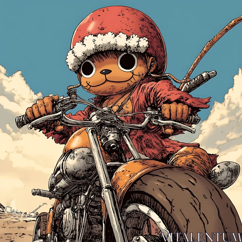 Anime Character on Motorcycle AI Image