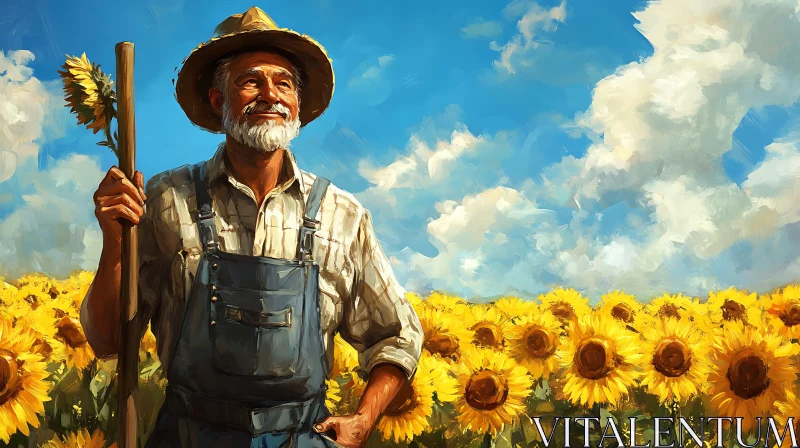 Sunflowers and the Farmer AI Image